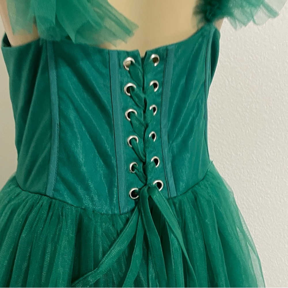 Ava Gowns tiered chiffon corset party dress bridesmaid prom homecoming green L - Picture 9 of 11